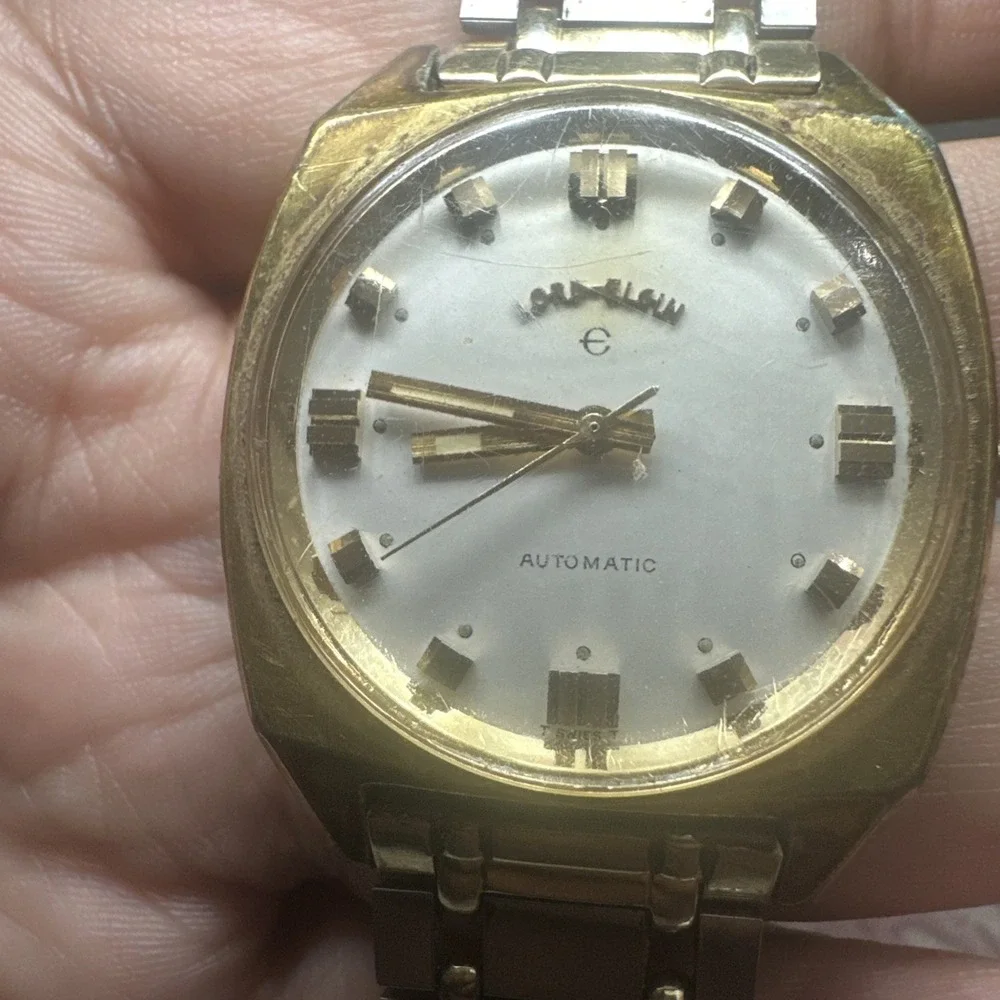 Vintage Lord Elgin 989 Mens Automatic watch 17j 34mm It ticks But Need Servicing